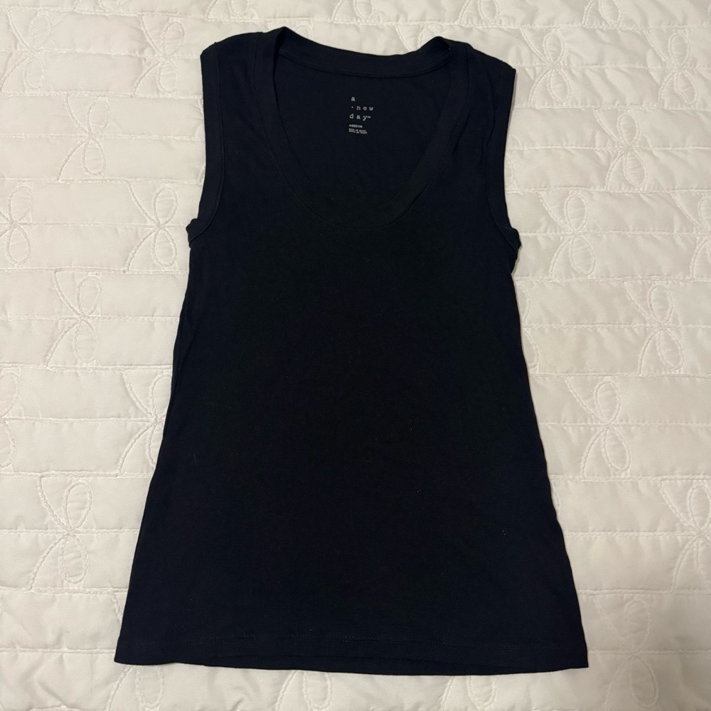 A New Day Black Ribbed Tank Top